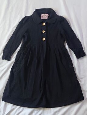 Y2k Vintage Juicy Couture Babydoll Black Cotton Fleece 3/4 Sleeve Dress Coat S
